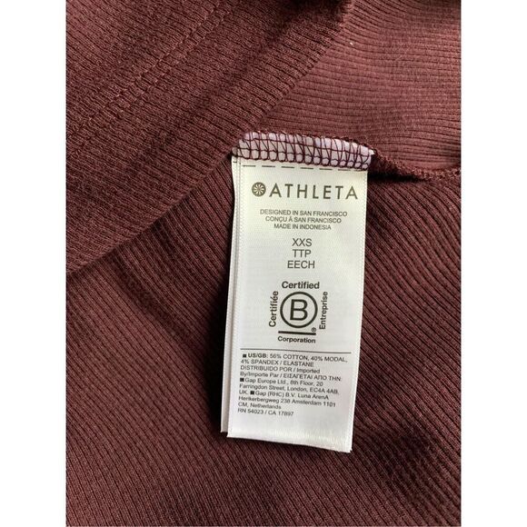 b6 NWOT ATHLETA PRESENCE MAROON PURPLE OPEN BACK SHIRT TOP sz XXS - Picture 8 of 8